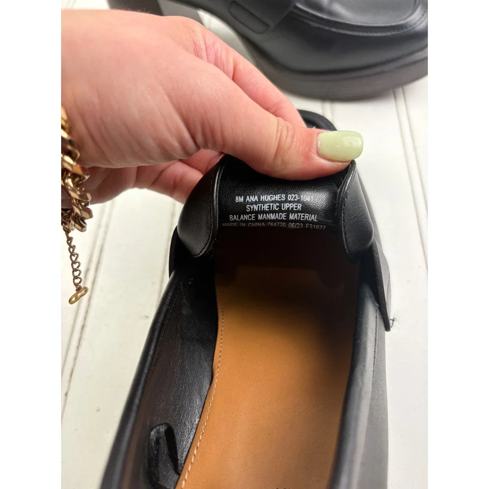A.N.A Vintage Y2K Black Leather Penny Loafers Heels Women's Size 8M